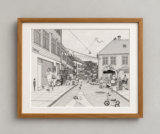 Drager, original tegning med ramme